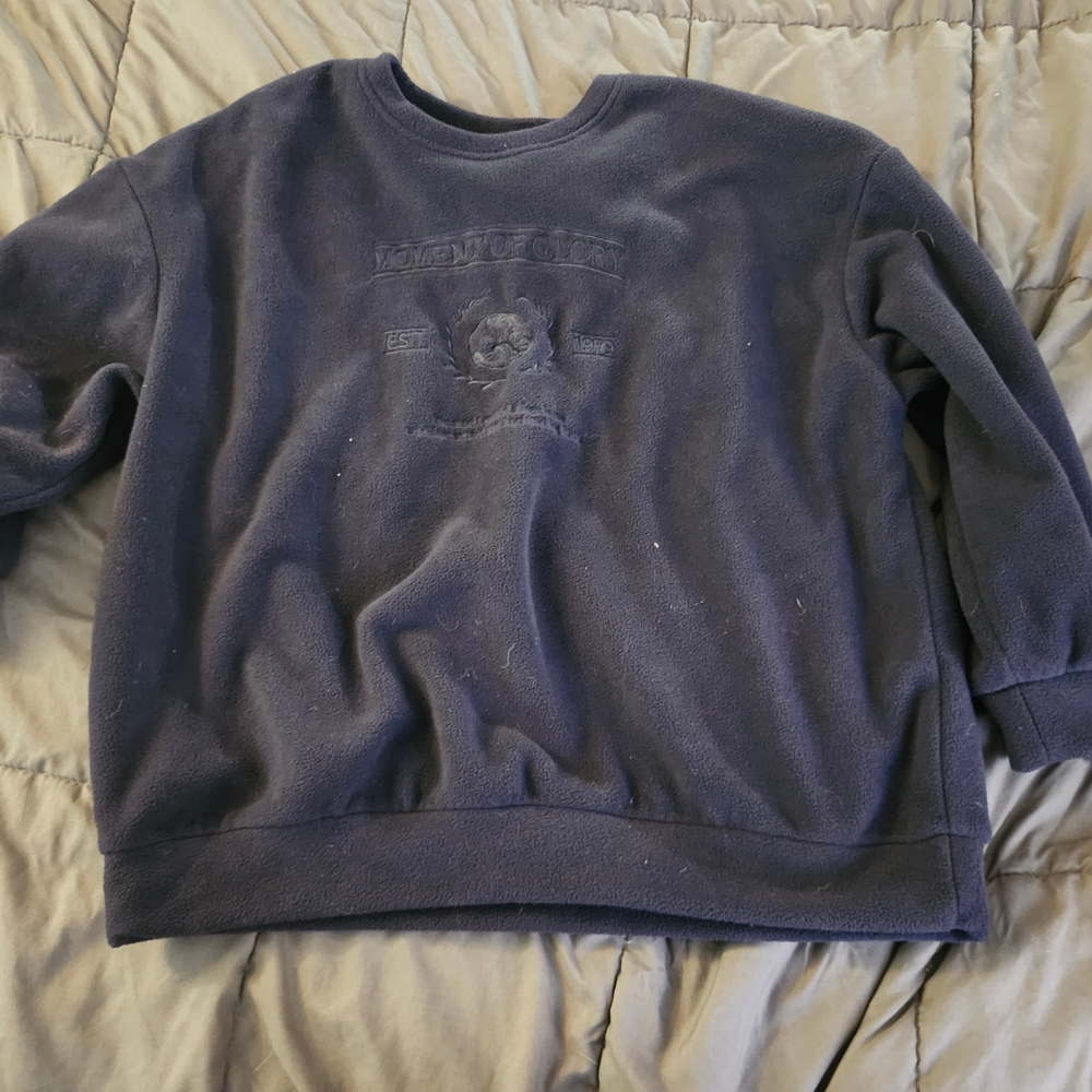 Men's Navy Crewneck Fleece Sweatshirt with Embroidered Chest